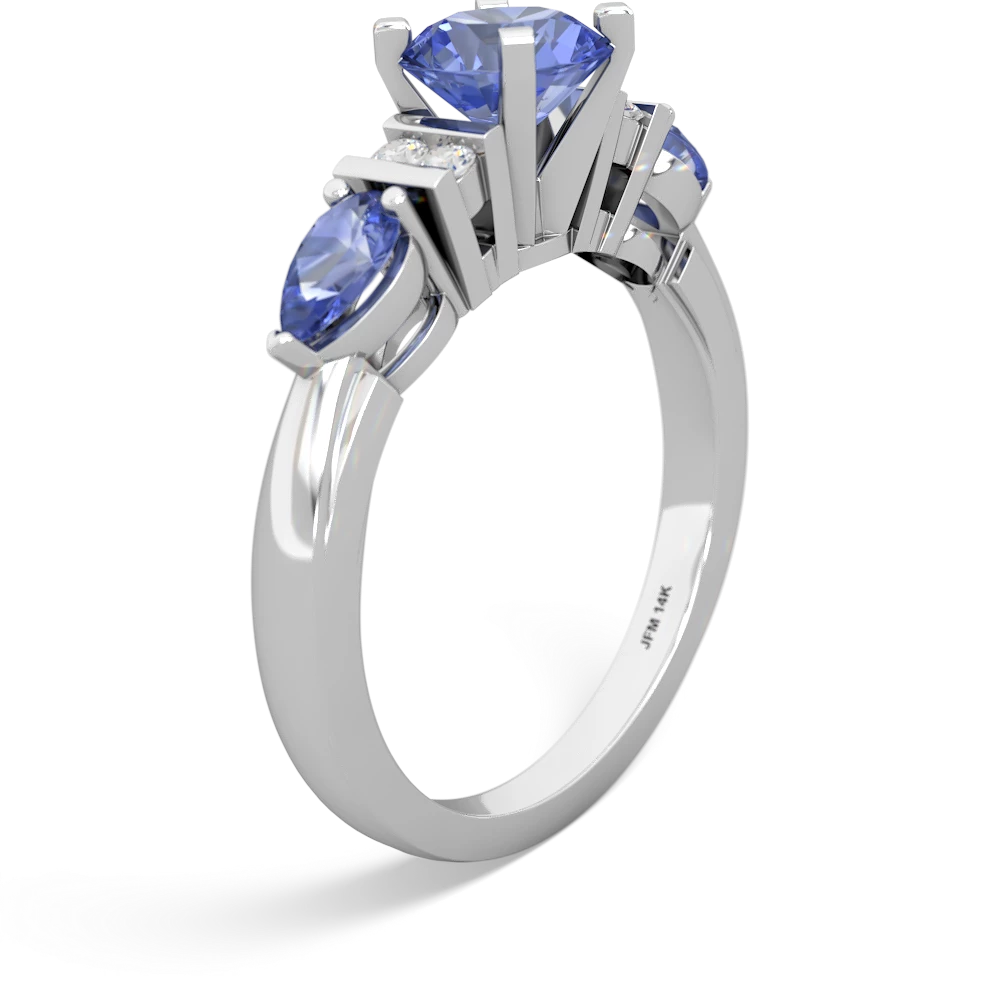 Tanzanite 6Mm Round Eternal Embrace Engagement 14K White Gold ring R2005