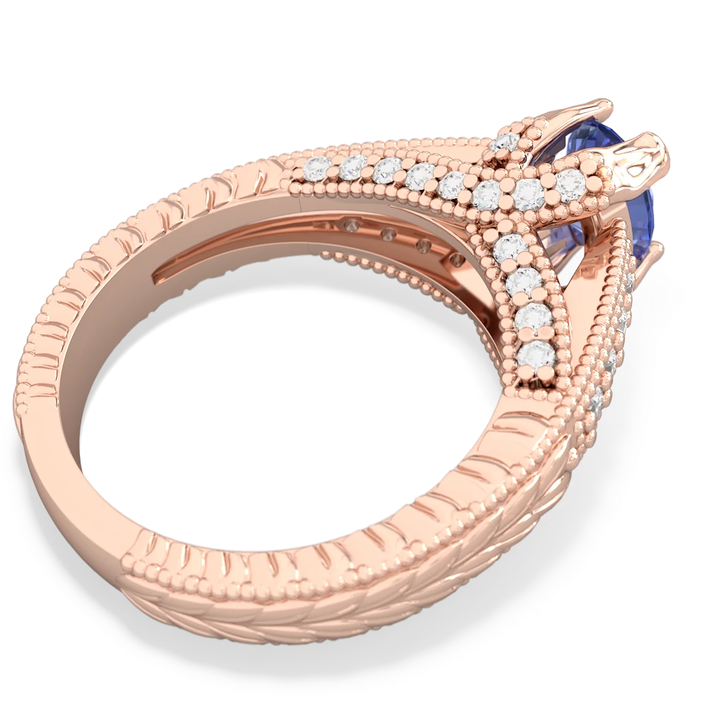 Tanzanite Antique Style Milgrain Diamond 14K Rose Gold ring R2028