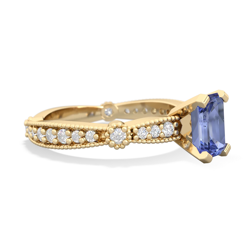 Tanzanite Sparkling Tiara 7X5mm Emerald-Cut 14K Yellow Gold ring R26297EM