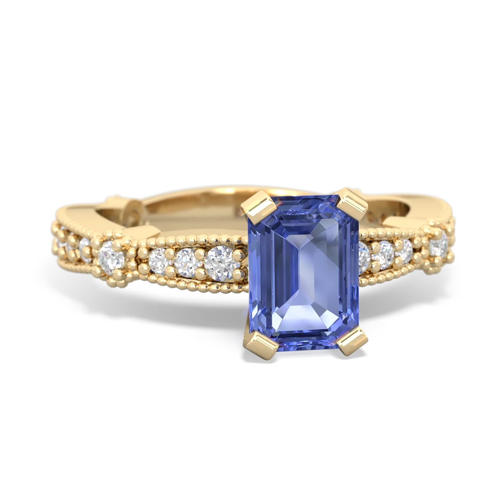 Tanzanite Sparkling Tiara 7X5mm Emerald-Cut 14K Yellow Gold ring R26297EM