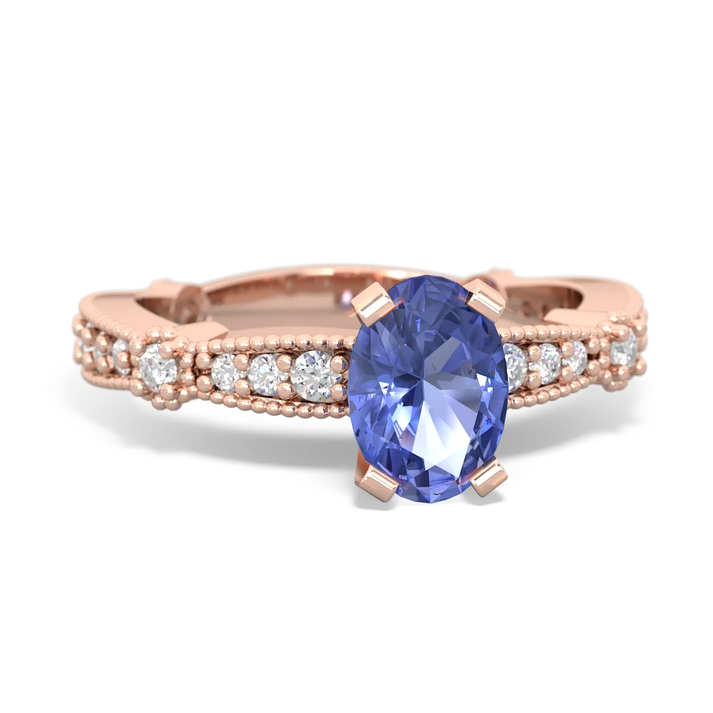 Tanzanite Sparkling Tiara 7X5mm Oval 14K Rose Gold ring R26297VL