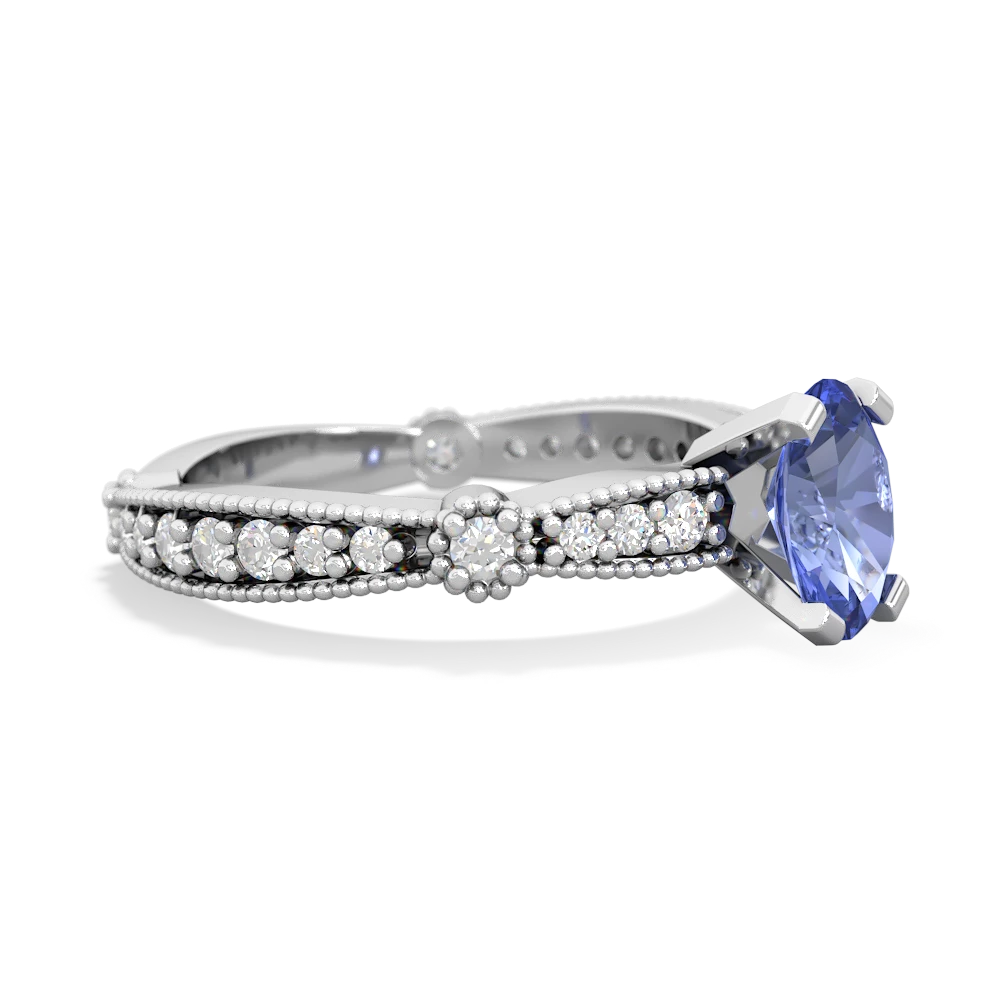 Tanzanite Sparkling Tiara 7X5mm Oval 14K White Gold ring R26297VL