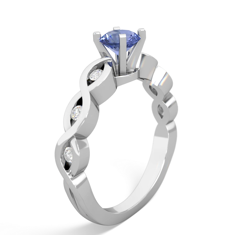 Tanzanite Infinity 5Mm Round Engagement 14K White Gold ring R26315RD