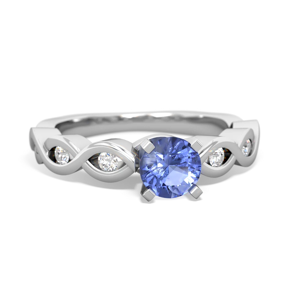 Tanzanite Infinity 5Mm Round Engagement 14K White Gold ring R26315RD