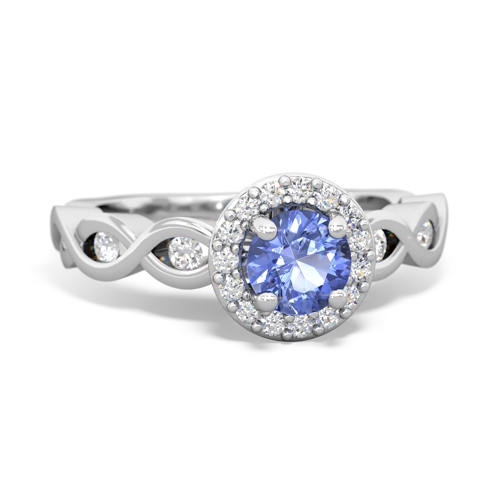 Tanzanite Infinity Halo Engagement 14K White Gold ring R26315RH