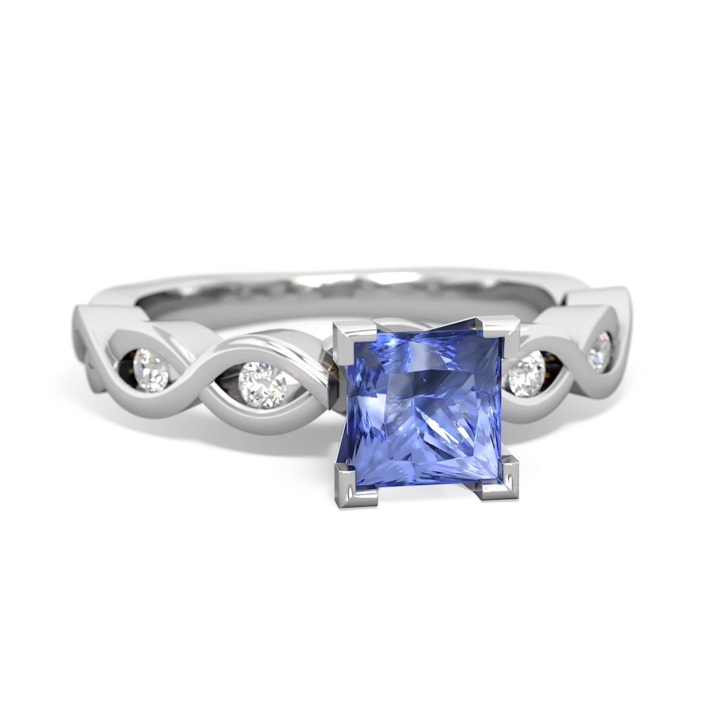 Tanzanite Infinity 5Mm Square Engagement 14K White Gold ring R26315SQ