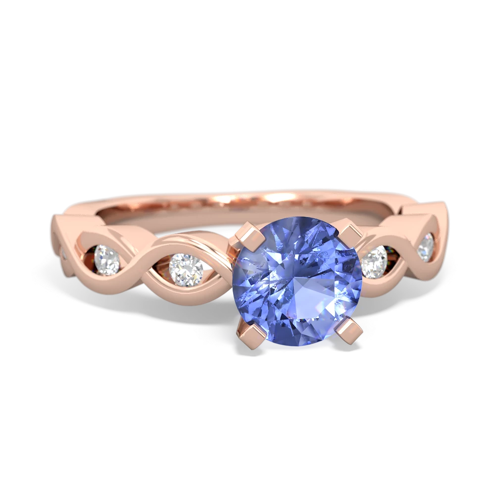 Tanzanite Infinity 6Mm Round Engagement 14K Rose Gold ring R26316RD