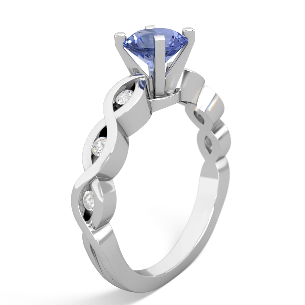 Tanzanite Infinity 6Mm Round Engagement 14K White Gold ring R26316RD