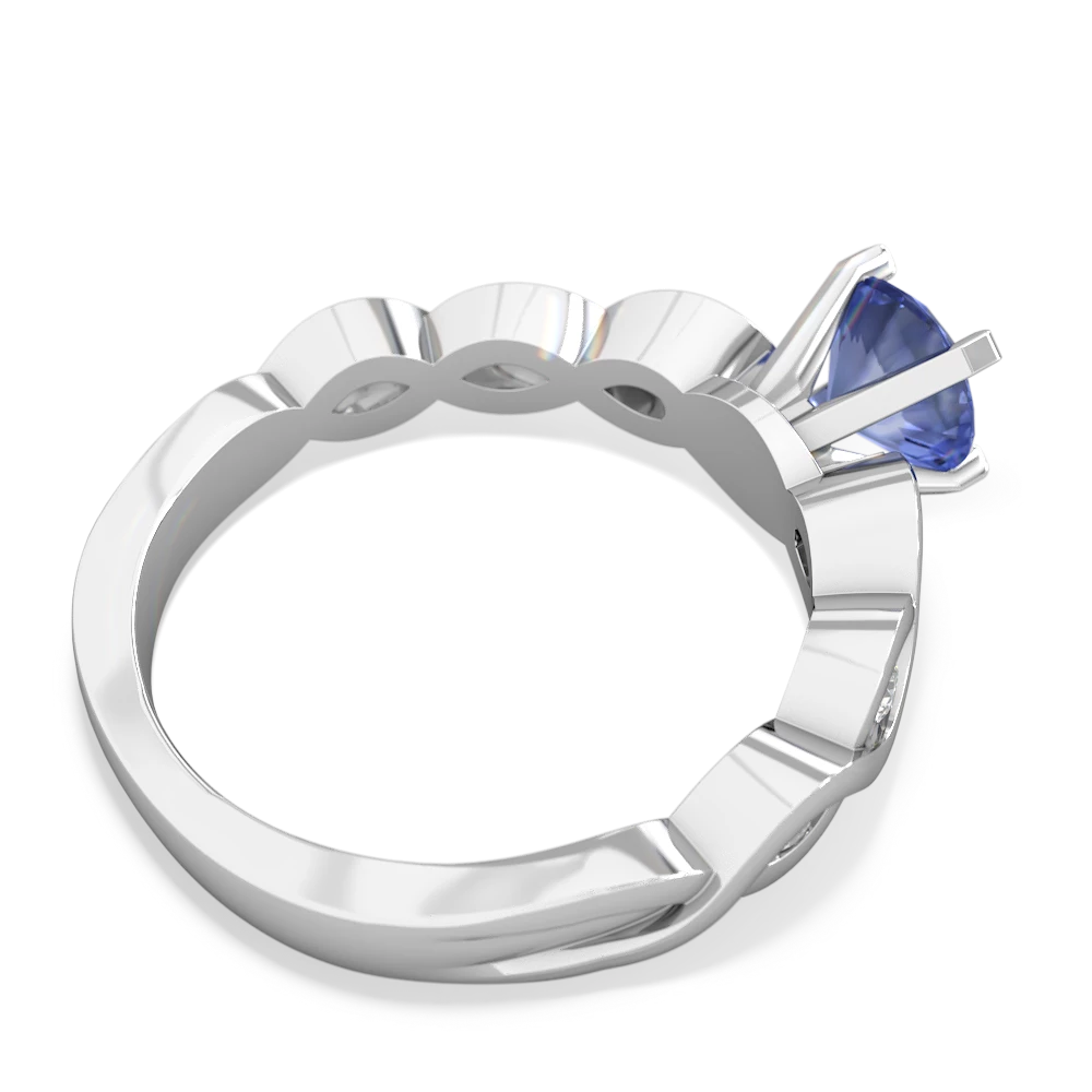 Tanzanite Infinity 6Mm Round Engagement 14K White Gold ring R26316RD