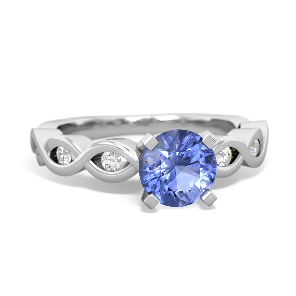 Tanzanite Infinity 6Mm Round Engagement 14K White Gold ring R26316RD