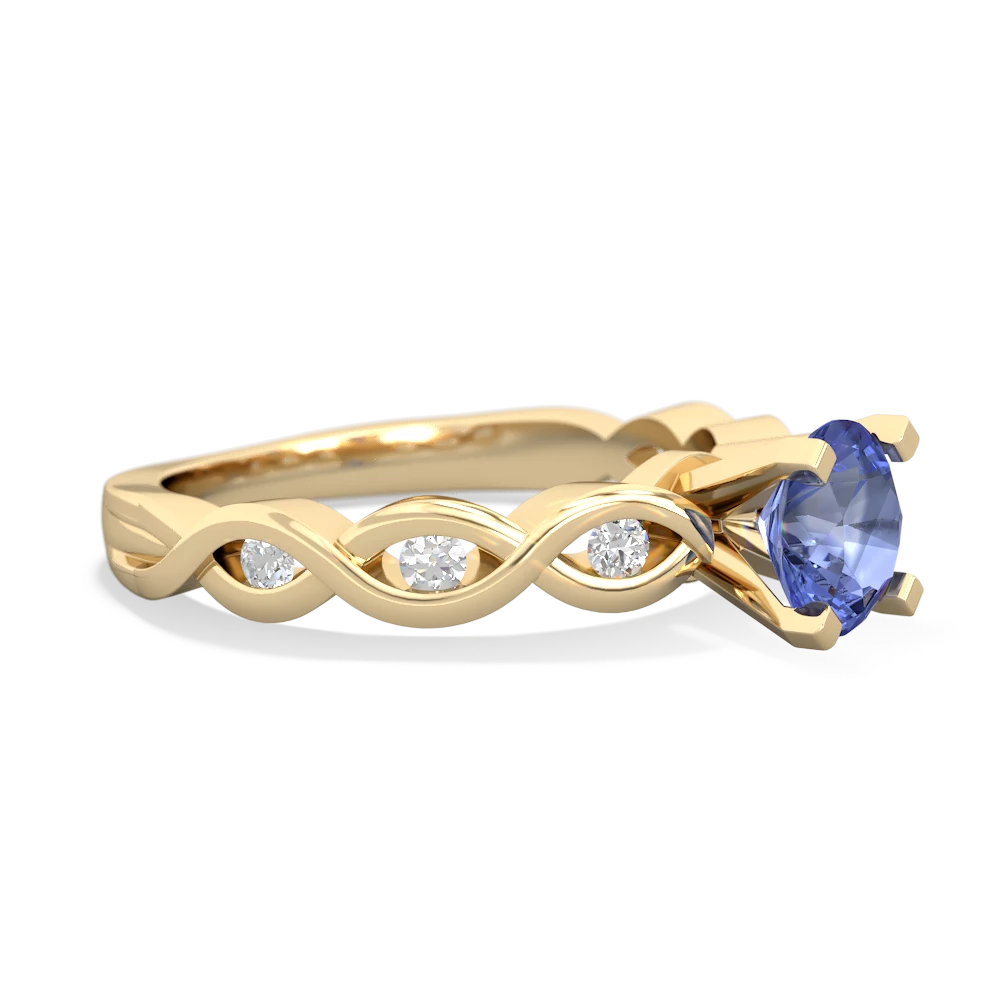 Tanzanite Infinity 6Mm Round Engagement 14K Yellow Gold ring R26316RD