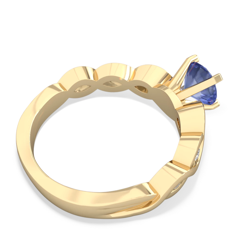 Tanzanite Infinity 6Mm Round Engagement 14K Yellow Gold ring R26316RD