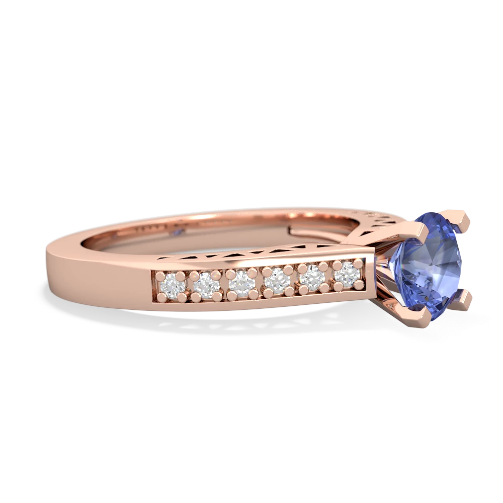 Tanzanite Art Deco Engagement 6Mm Round 14K Rose Gold ring R26356RD