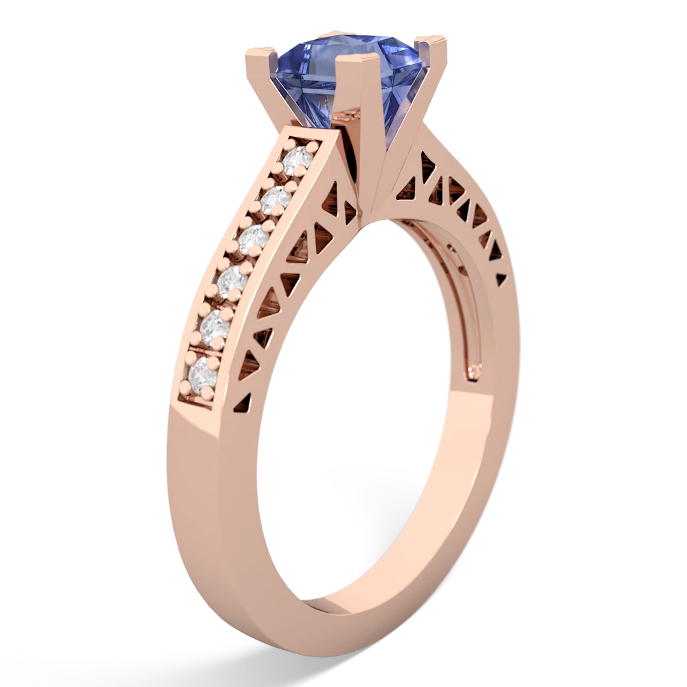 Tanzanite Art Deco Engagement 5Mm Square 14K Rose Gold ring R26355SQ