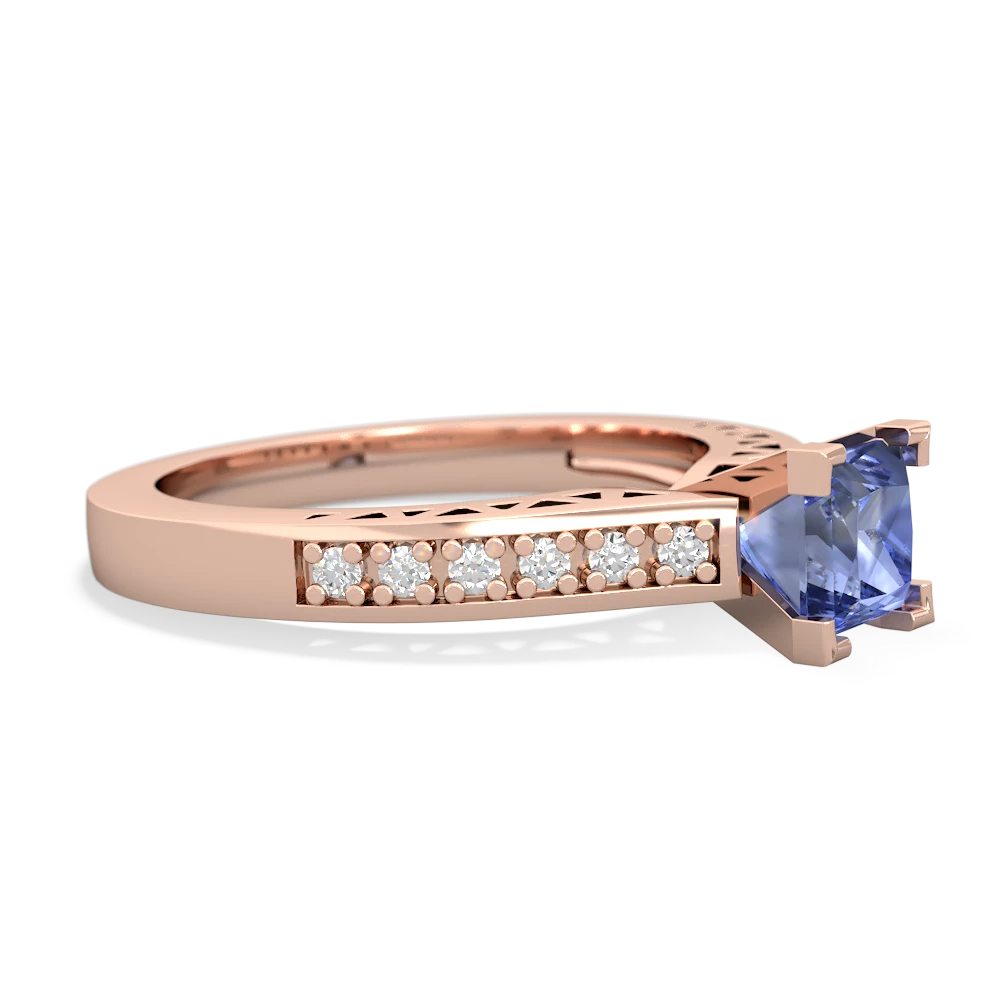 Tanzanite Art Deco Engagement 5Mm Square 14K Rose Gold ring R26355SQ