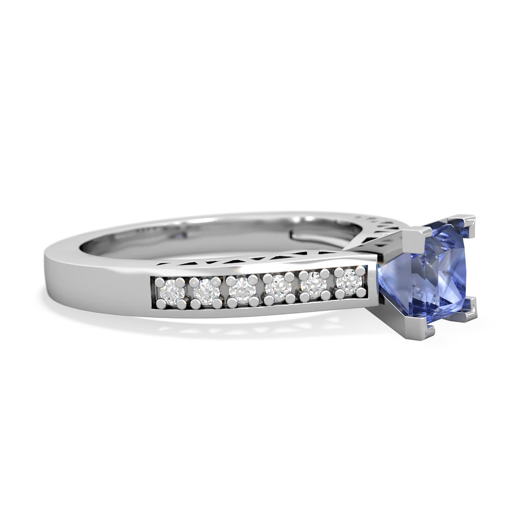 Tanzanite Art Deco Engagement 5Mm Square 14K White Gold ring R26355SQ