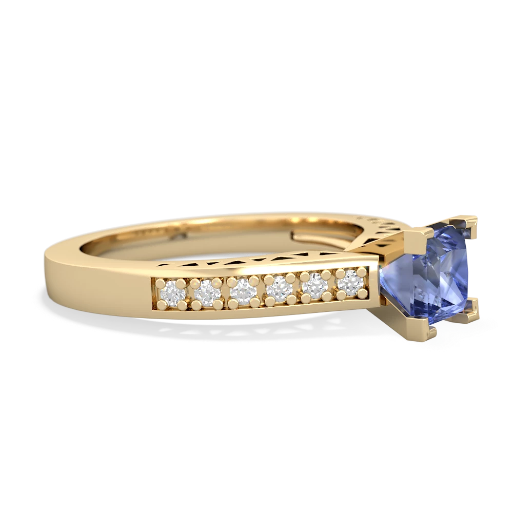 Tanzanite Art Deco Engagement 5Mm Square 14K Yellow Gold ring R26355SQ