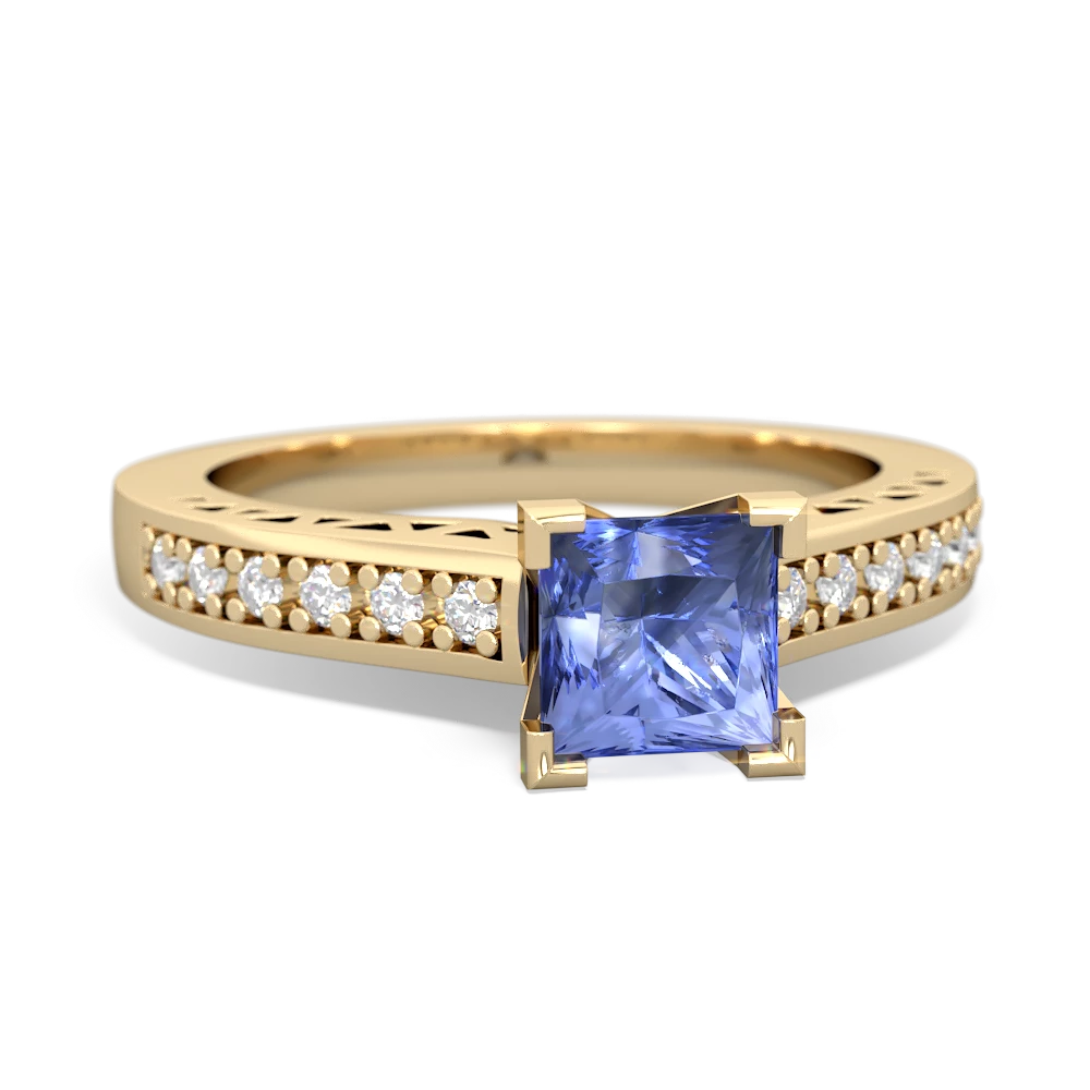 Tanzanite Art Deco Engagement 5Mm Square 14K Yellow Gold ring R26355SQ