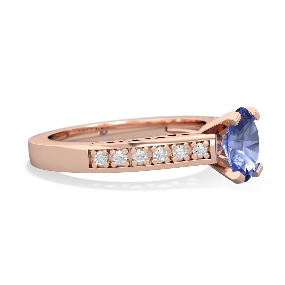 Tanzanite Art Deco Engagement 7X5mm Oval 14K Rose Gold ring R26357VL