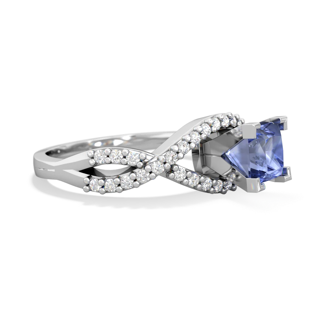 Tanzanite Diamond Twist 5Mm Square Engagment  14K White Gold ring R26405SQ