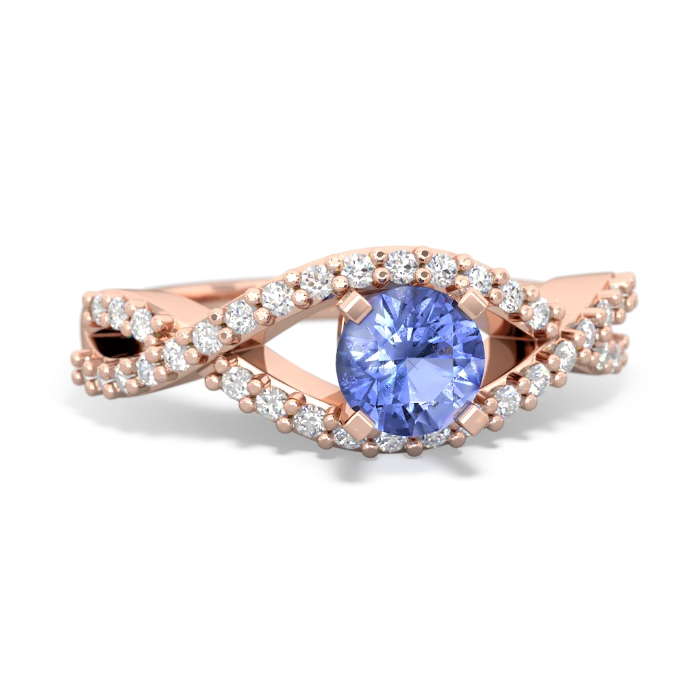 Tanzanite Diamond Twist 5Mm Round Engagment  14K Rose Gold ring R26405RD