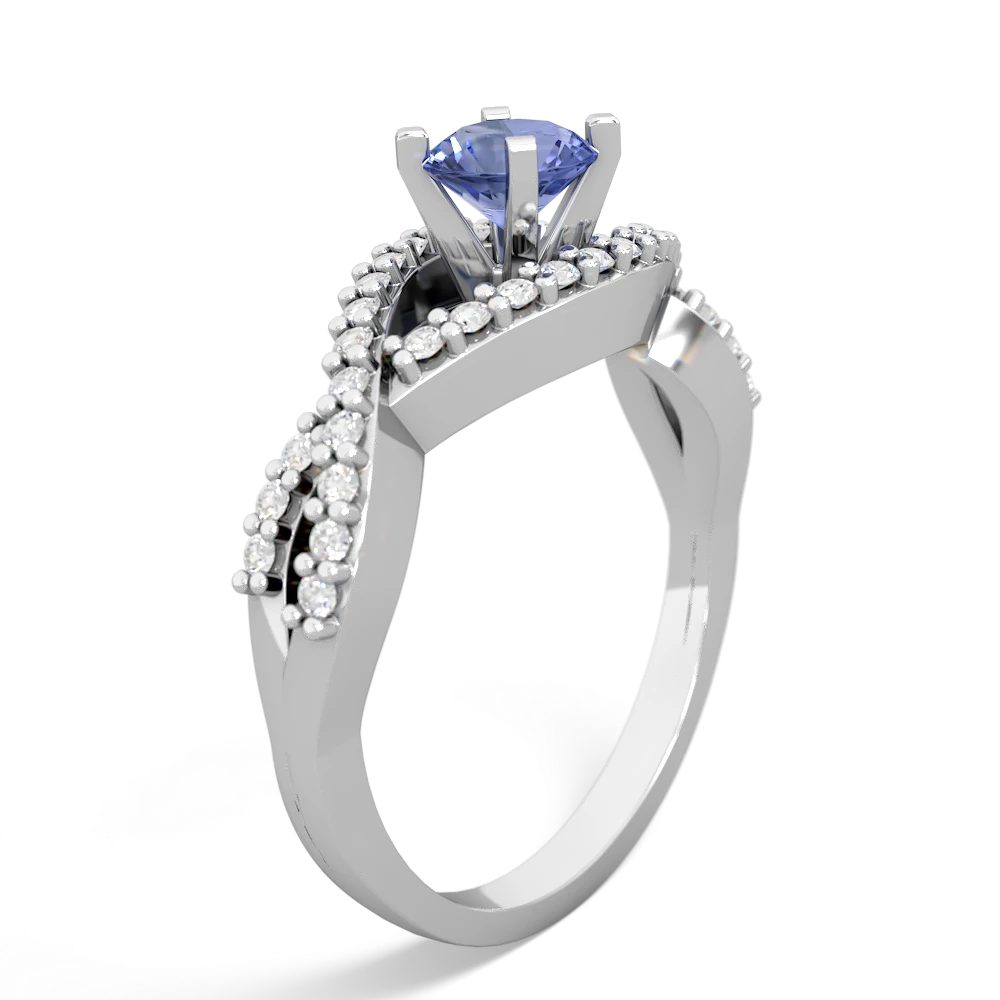 Tanzanite Diamond Twist 5Mm Round Engagment  14K White Gold ring R26405RD