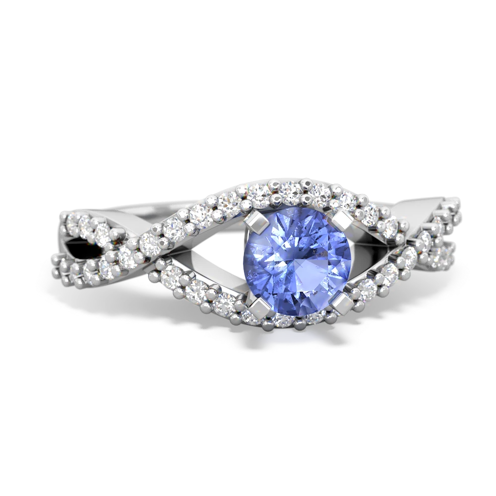 Tanzanite Diamond Twist 5Mm Round Engagment  14K White Gold ring R26405RD