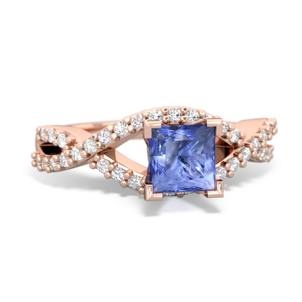 Tanzanite Diamond Twist 5Mm Square Engagment  14K Rose Gold ring R26405SQ