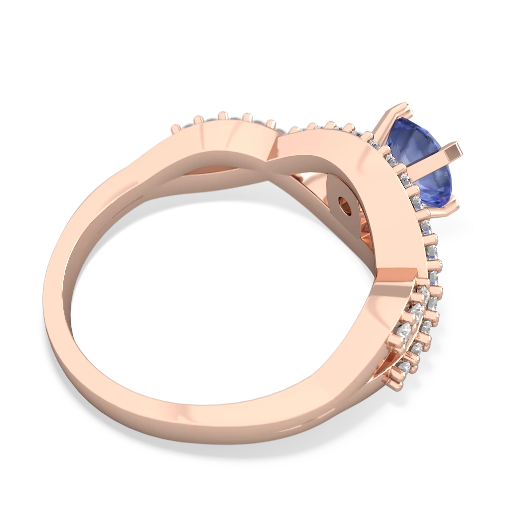 Tanzanite Diamond Twist 6Mm Round Engagment  14K Rose Gold ring R26406RD