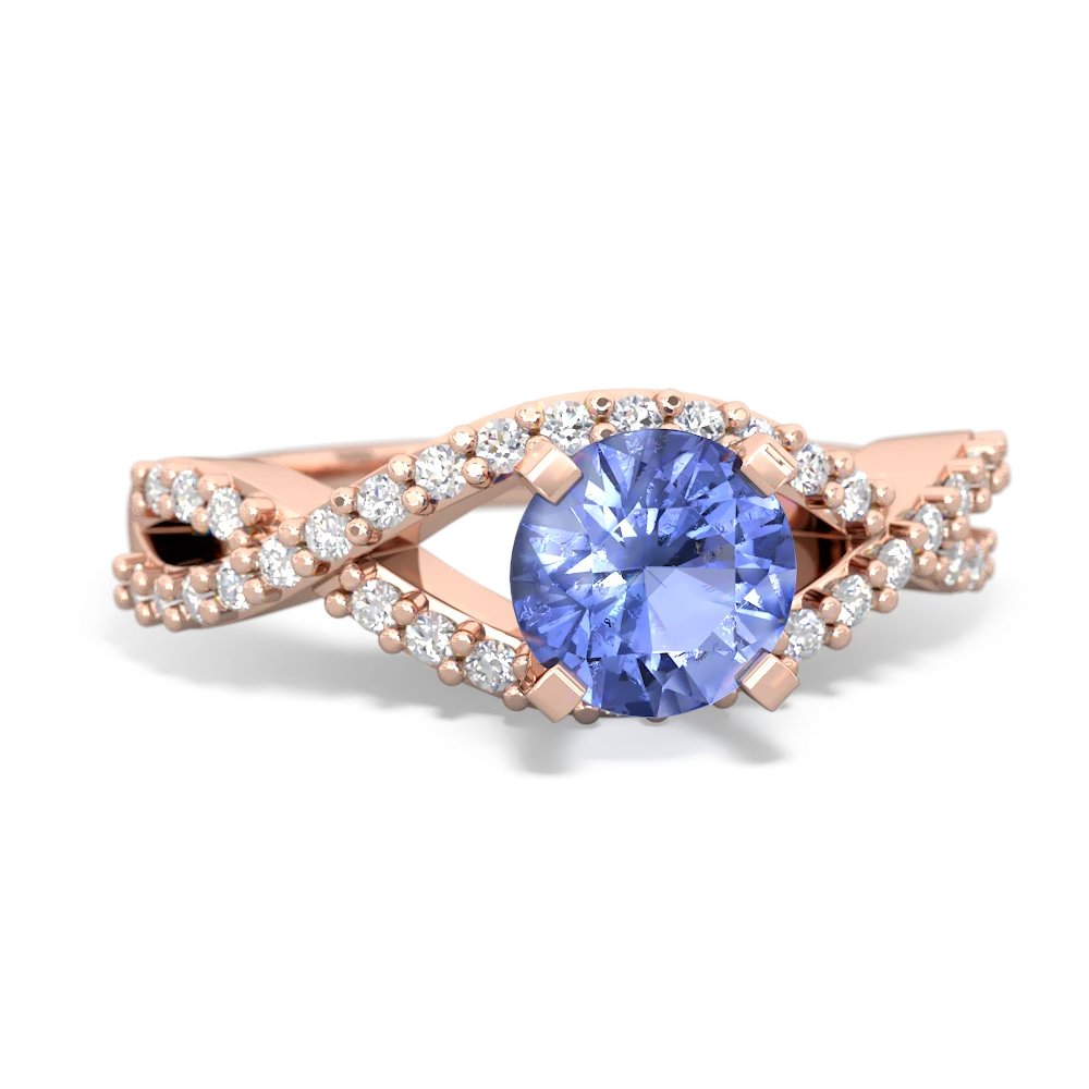 Tanzanite Diamond Twist 6Mm Round Engagment  14K Rose Gold ring R26406RD