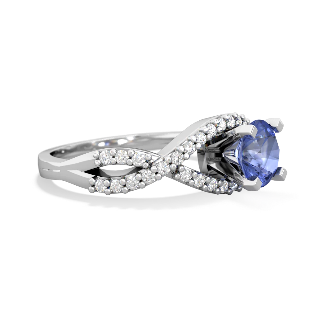 Tanzanite Diamond Twist 6Mm Round Engagment  14K White Gold ring R26406RD