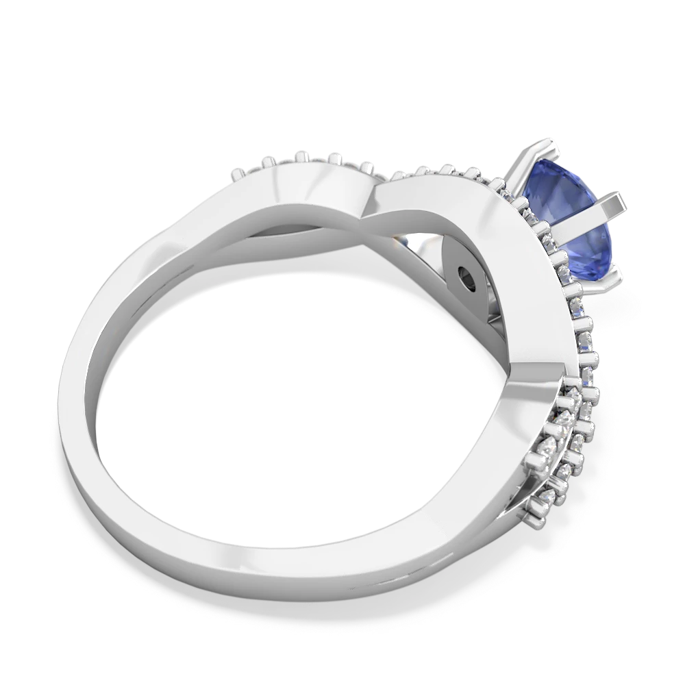 Tanzanite Diamond Twist 6Mm Round Engagment  14K White Gold ring R26406RD