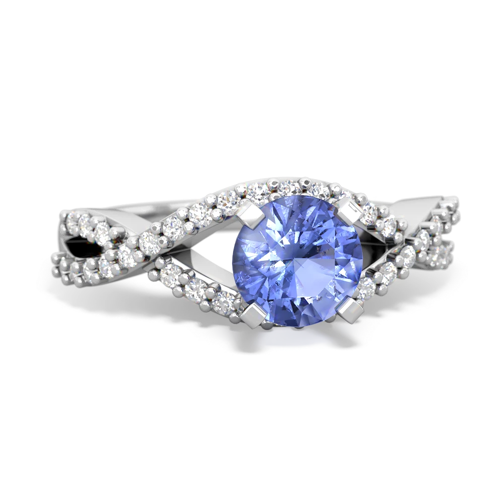 Tanzanite Diamond Twist 6Mm Round Engagment  14K White Gold ring R26406RD