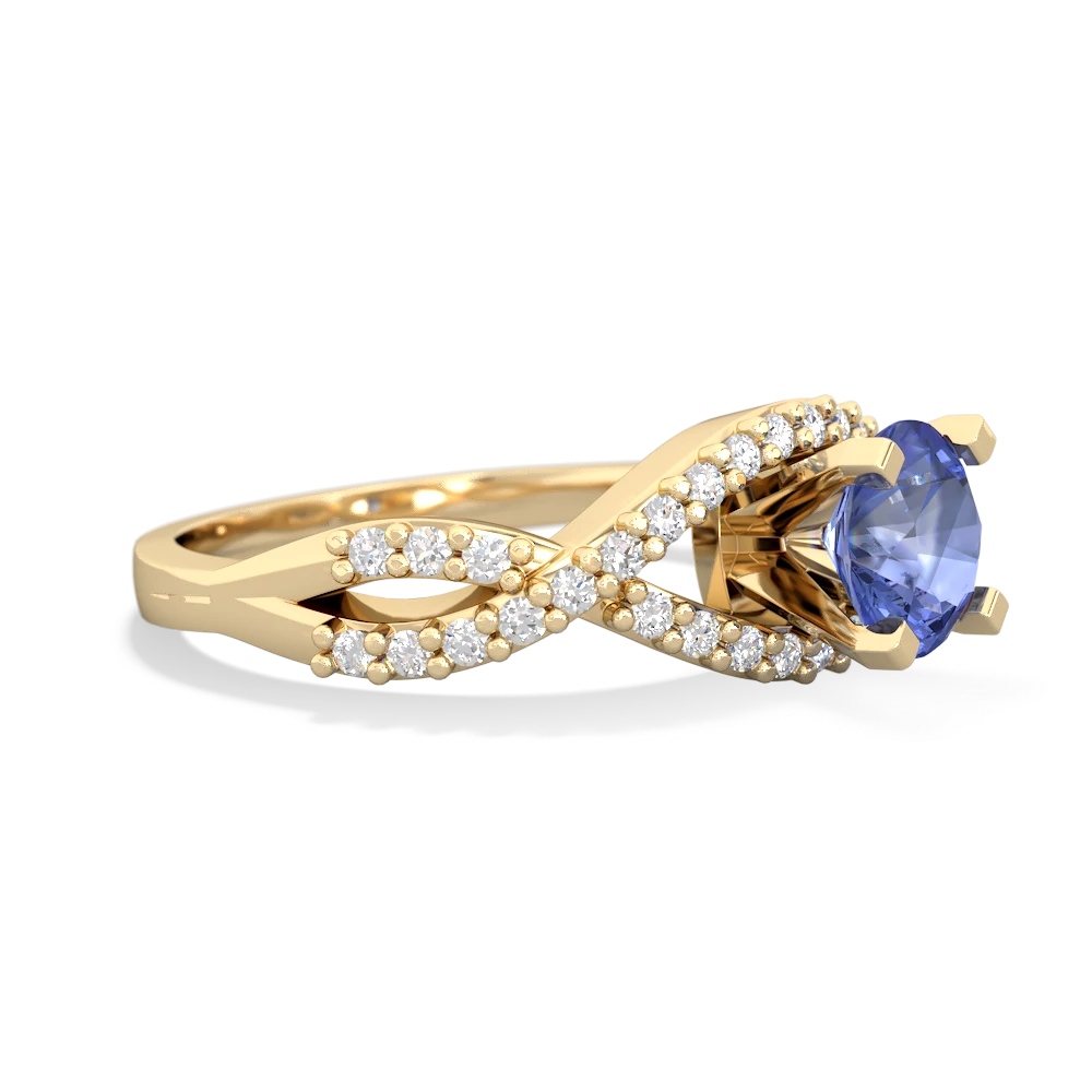 Tanzanite Diamond Twist 6Mm Round Engagment  14K Yellow Gold ring R26406RD