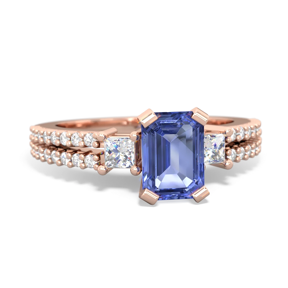 Tanzanite Classic 7X5mm Emerald-Cut Engagement 14K Rose Gold ring R26437EM