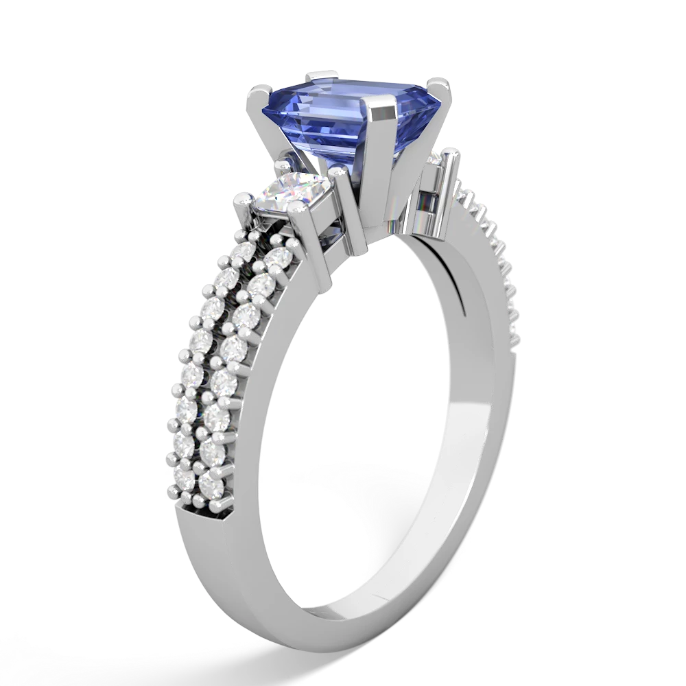 Tanzanite Classic 7X5mm Emerald-Cut Engagement 14K White Gold ring R26437EM