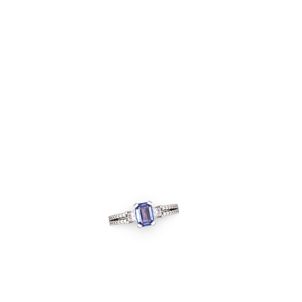 Tanzanite Classic 7X5mm Emerald-Cut Engagement 14K White Gold ring R26437EM