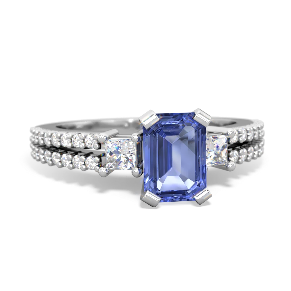 Tanzanite Classic 7X5mm Emerald-Cut Engagement 14K White Gold ring R26437EM