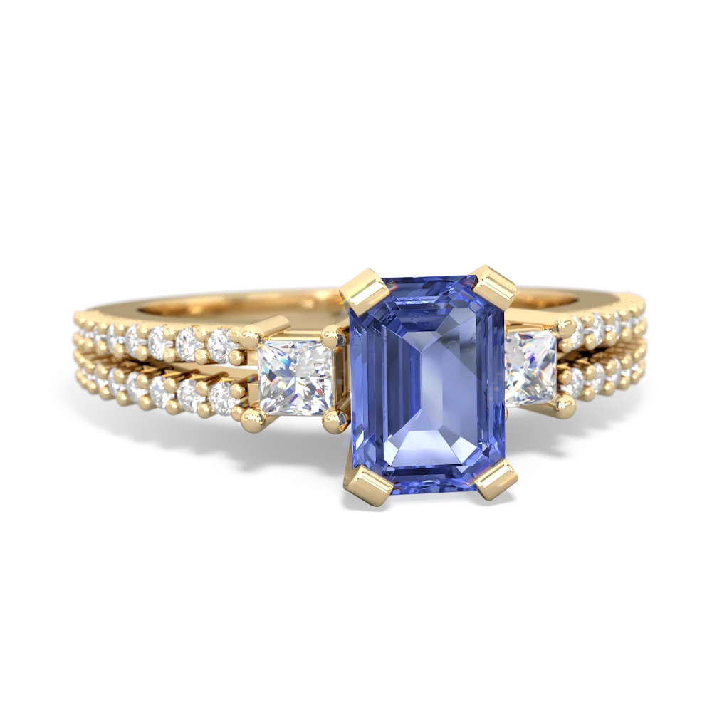 Tanzanite Classic 7X5mm Emerald-Cut Engagement 14K Yellow Gold ring R26437EM