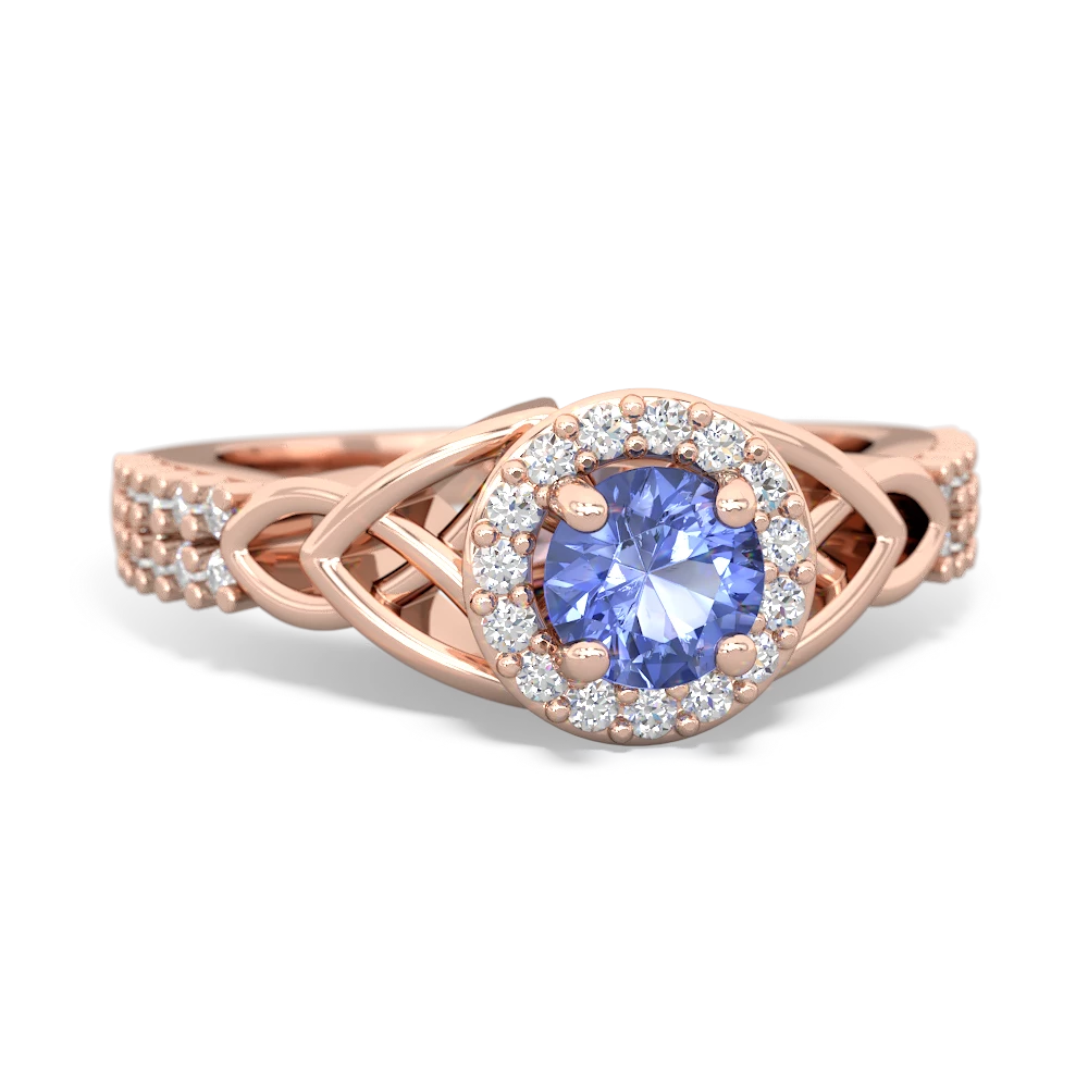 Tanzanite Celtic Knot Halo 14K Rose Gold ring R26445RH