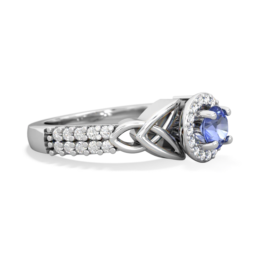 Tanzanite Celtic Knot Halo 14K White Gold ring R26445RH