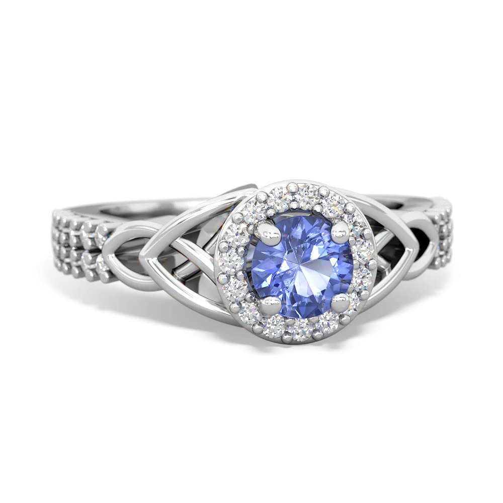 Tanzanite Celtic Knot Halo 14K White Gold ring R26445RH