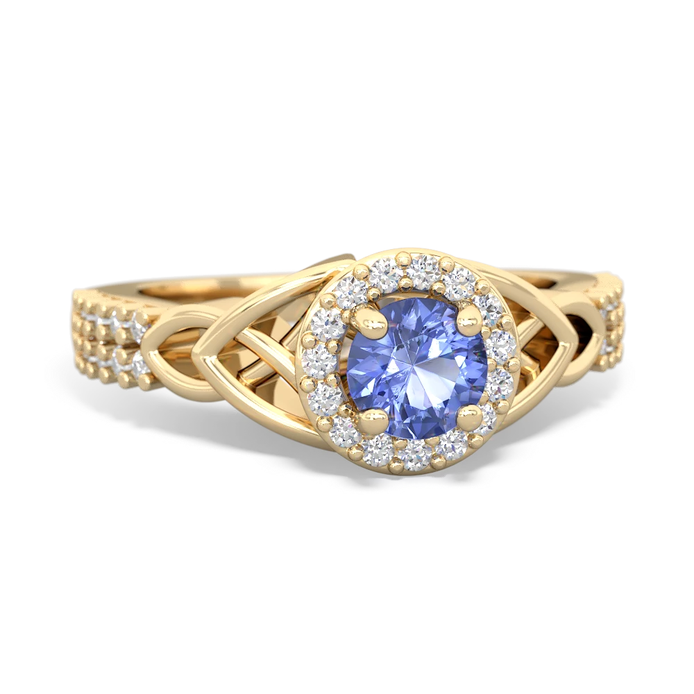 Tanzanite Celtic Knot Halo 14K Yellow Gold ring R26445RH