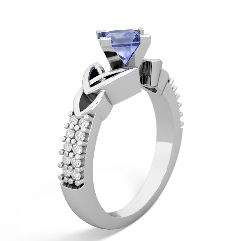 Tanzanite Celtic Knot 5Mm Square Engagement 14K White Gold ring R26445SQ