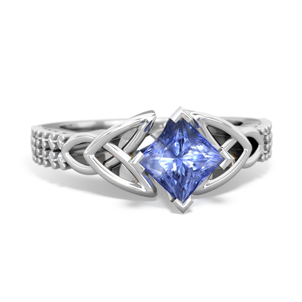 Tanzanite Celtic Knot 5Mm Square Engagement 14K White Gold ring R26445SQ