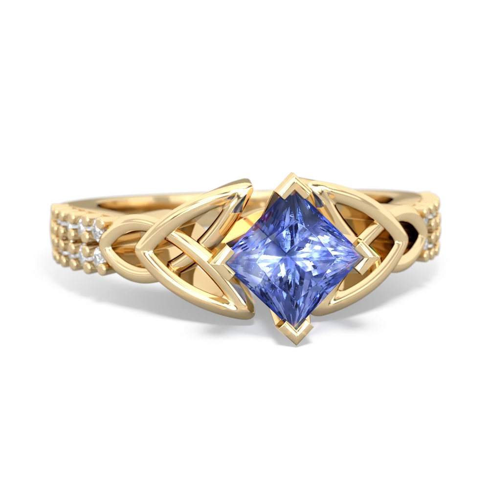 Tanzanite Celtic Knot 5Mm Square Engagement 14K Yellow Gold ring R26445SQ