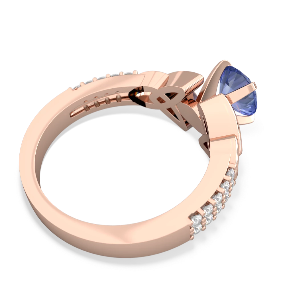 Tanzanite Celtic Knot 6Mm Round Engagement 14K Rose Gold ring R26446RD