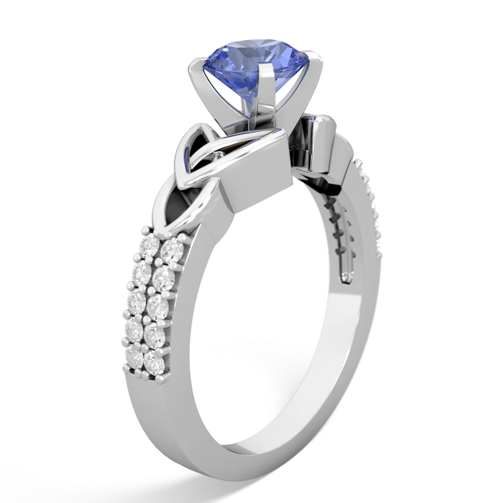 Tanzanite Celtic Knot 6Mm Round Engagement 14K White Gold ring R26446RD