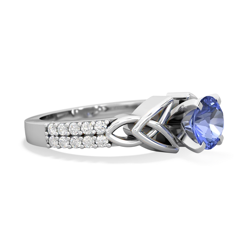 Tanzanite Celtic Knot 6Mm Round Engagement 14K White Gold ring R26446RD