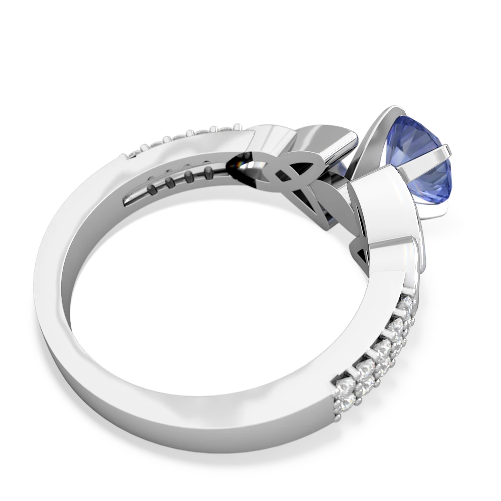 Tanzanite Celtic Knot 6Mm Round Engagement 14K White Gold ring R26446RD